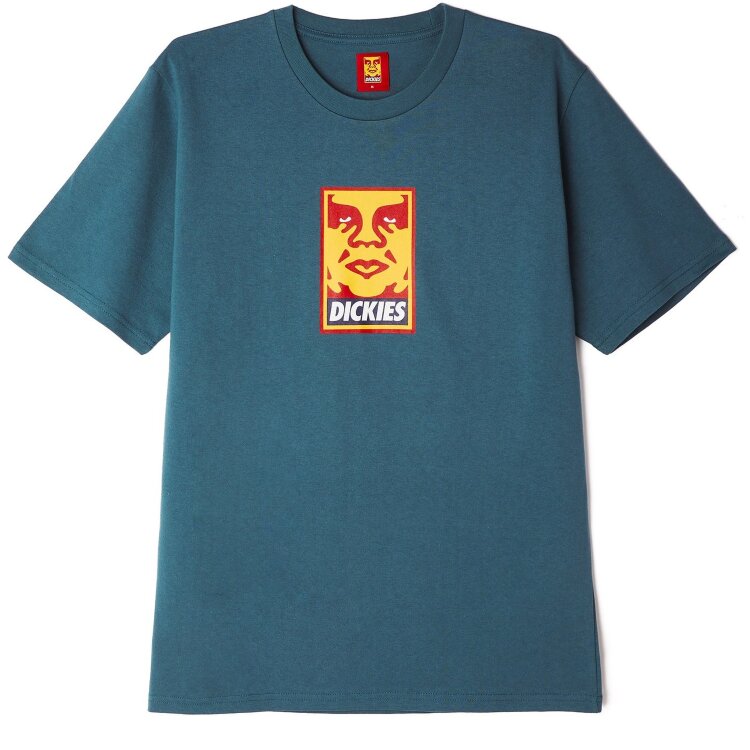 Хлопковая футболка Obey x Dickies Heavyweight Tee Dark Navy 2021, фото 2