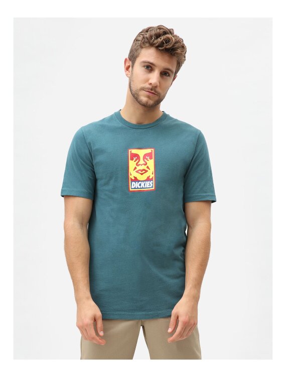 Хлопковая футболка Obey x Dickies Heavyweight Tee Dark Navy 2021, фото 1