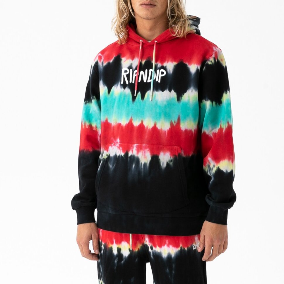 фото Толстовка ripndip rubber logo hoodie red / black tie dye 2021