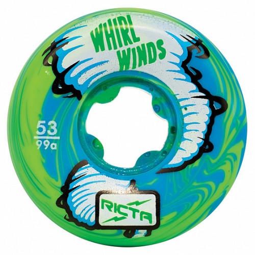Колеса для скейтборда RICTA Whirlwinds Blue Green Swirl 53мм 99a 2020, фото 1