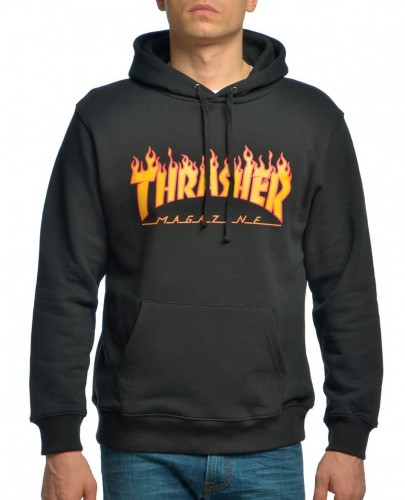Худи THRASHER Flame Logo Hood Black, фото 1