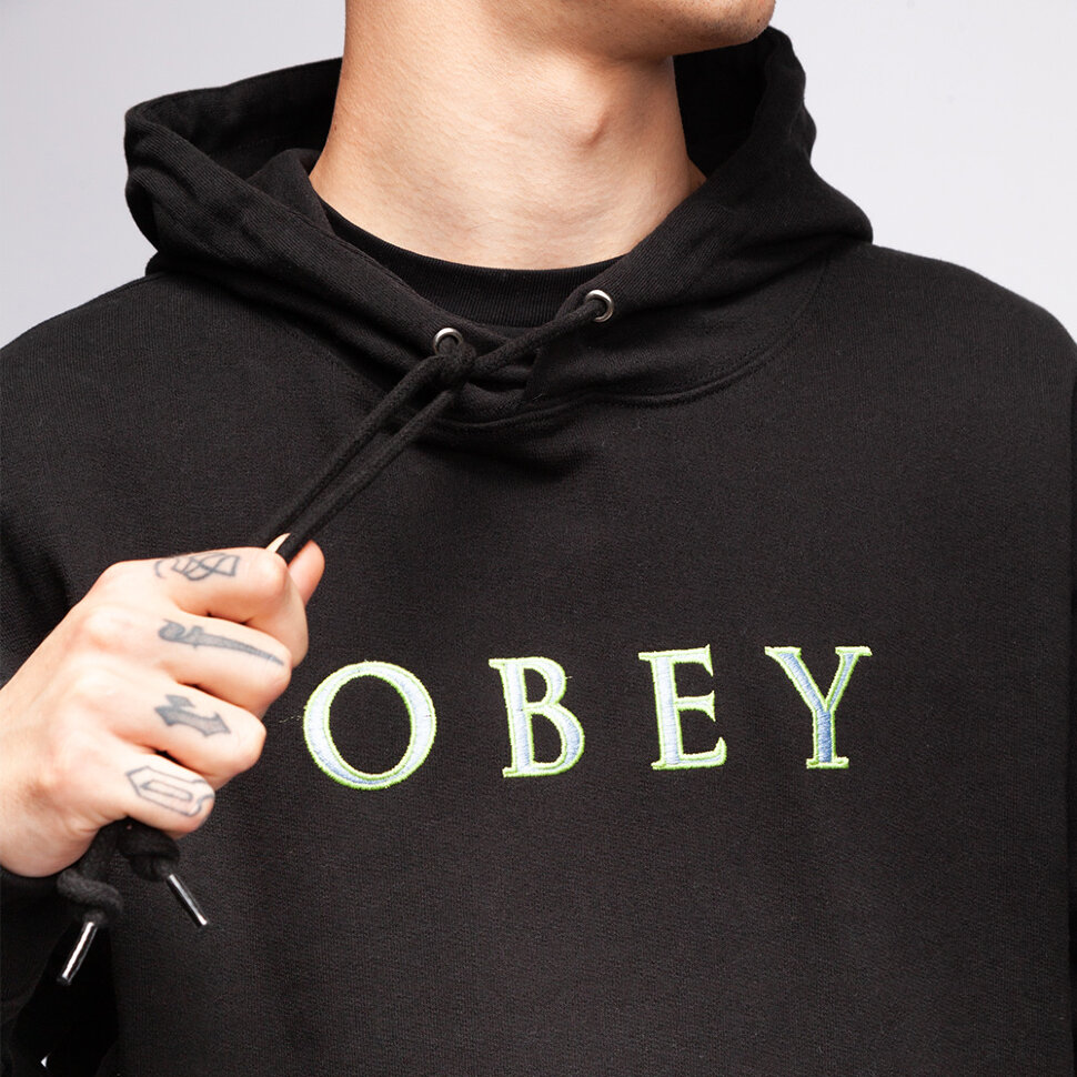 Толстовка с капюшоном OBEY Nouvelle Iv Hood BLACK 2021 193259478727 - фото 3