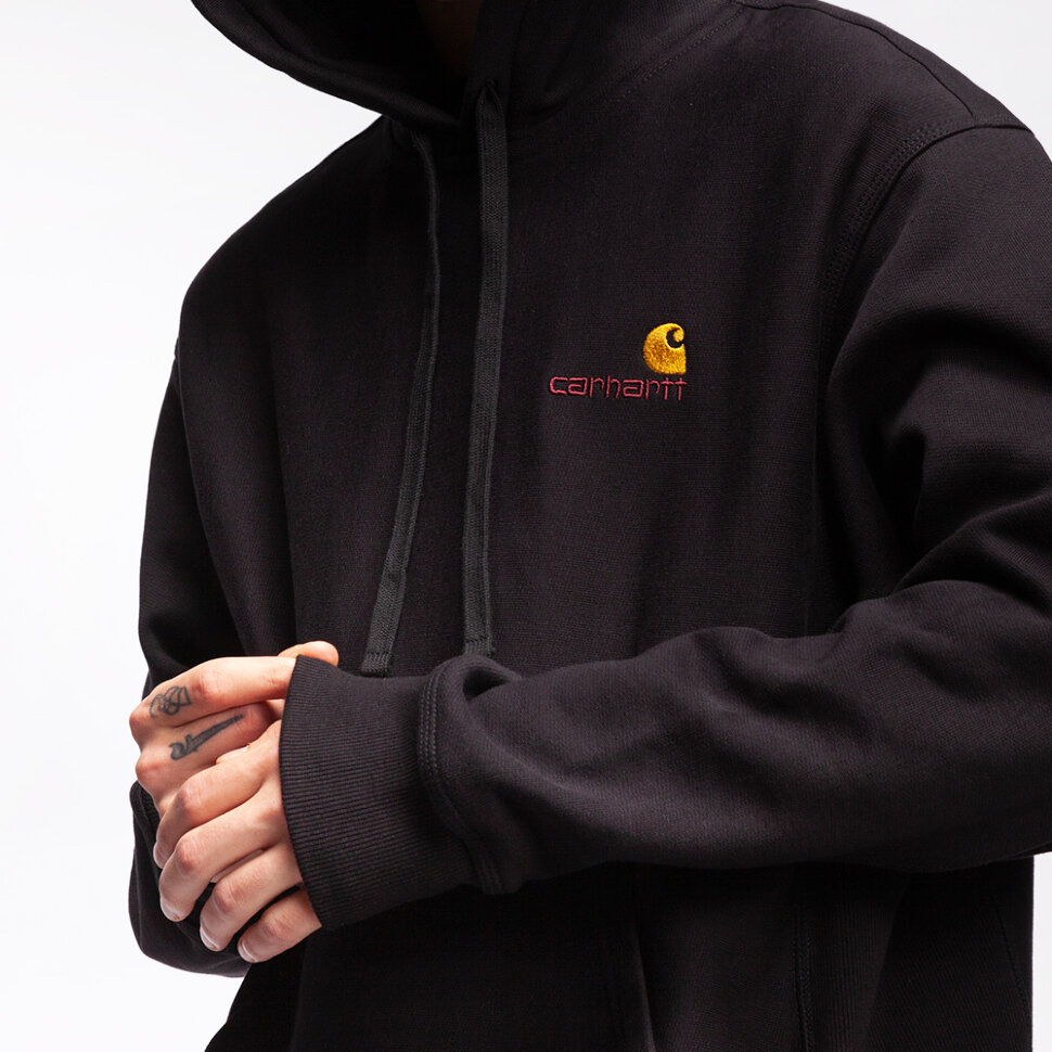 фото Толстовка с капюшоном carhartt wip hooded american script sweatshirt black 2021