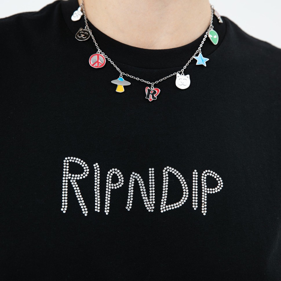 Футболка RIPNDIP Og Ripndip Cropped Rhinestone Tank Black фото 3