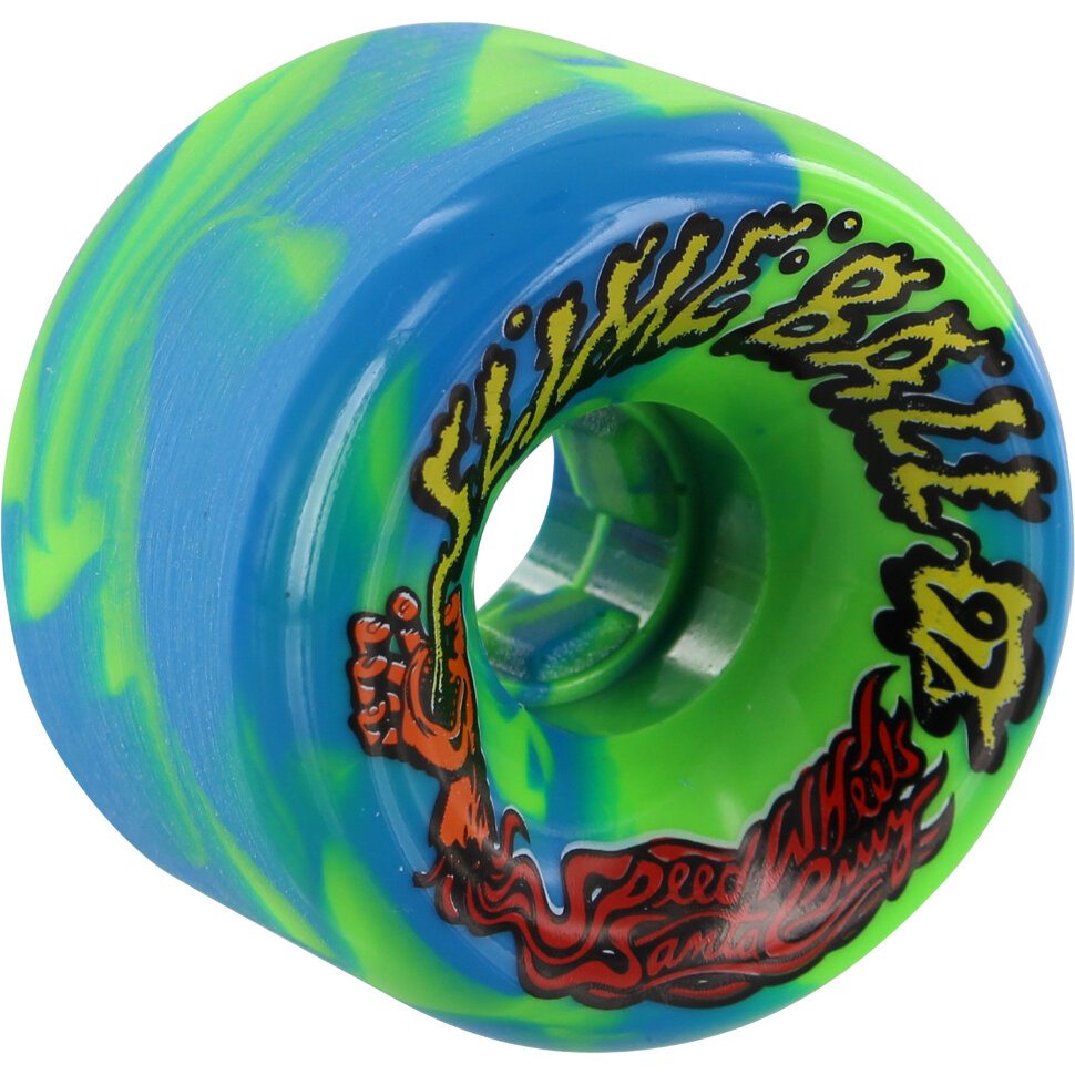 фото Колеса для скейтборда santa cruz slime balls vomits blue green swirl 97a 60 мм 2020