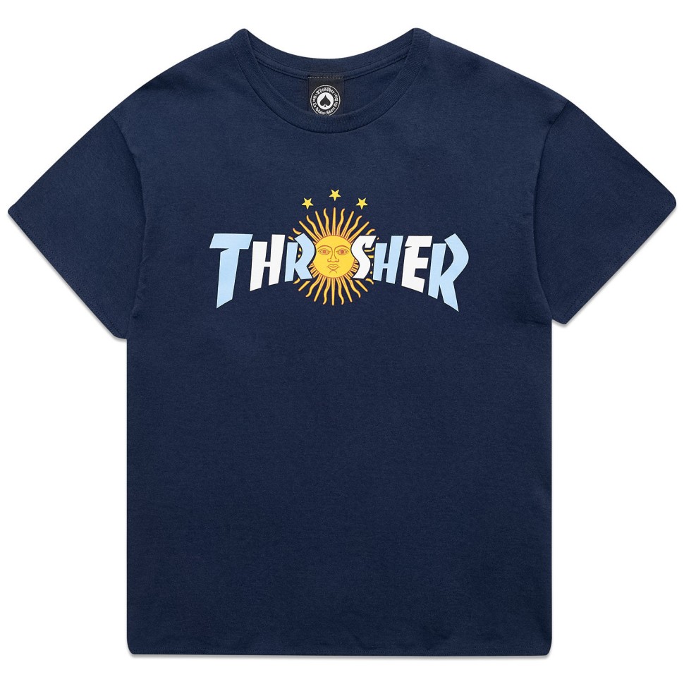  THRASHER Argentina Estrella T-Shirt Navy