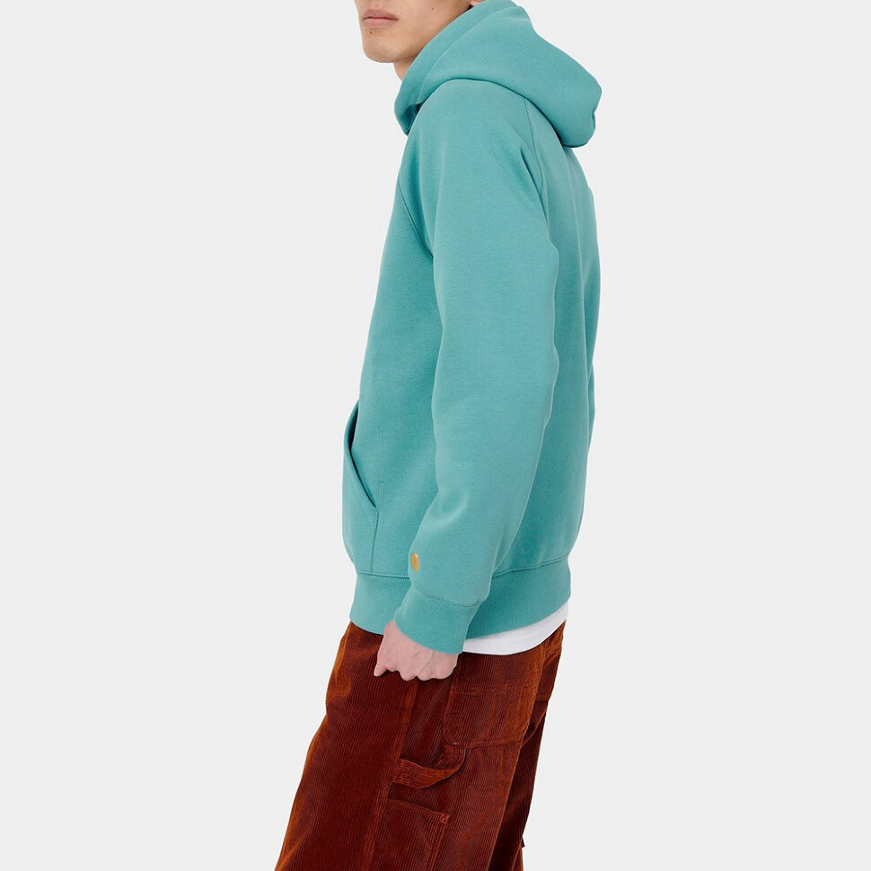 Худи CARHARTT WIP Hooded Chase Sweatshirt Frosted Turquoise/Gold 2020 фото 4