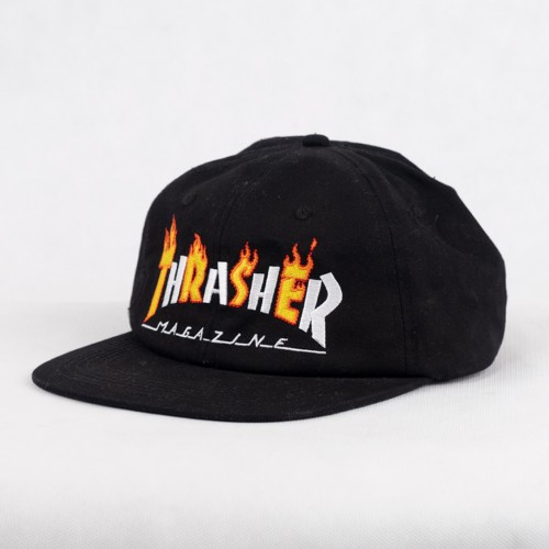 Пятипанельная кепка THRASHER Flame Mag Snapback BLACK, фото 1