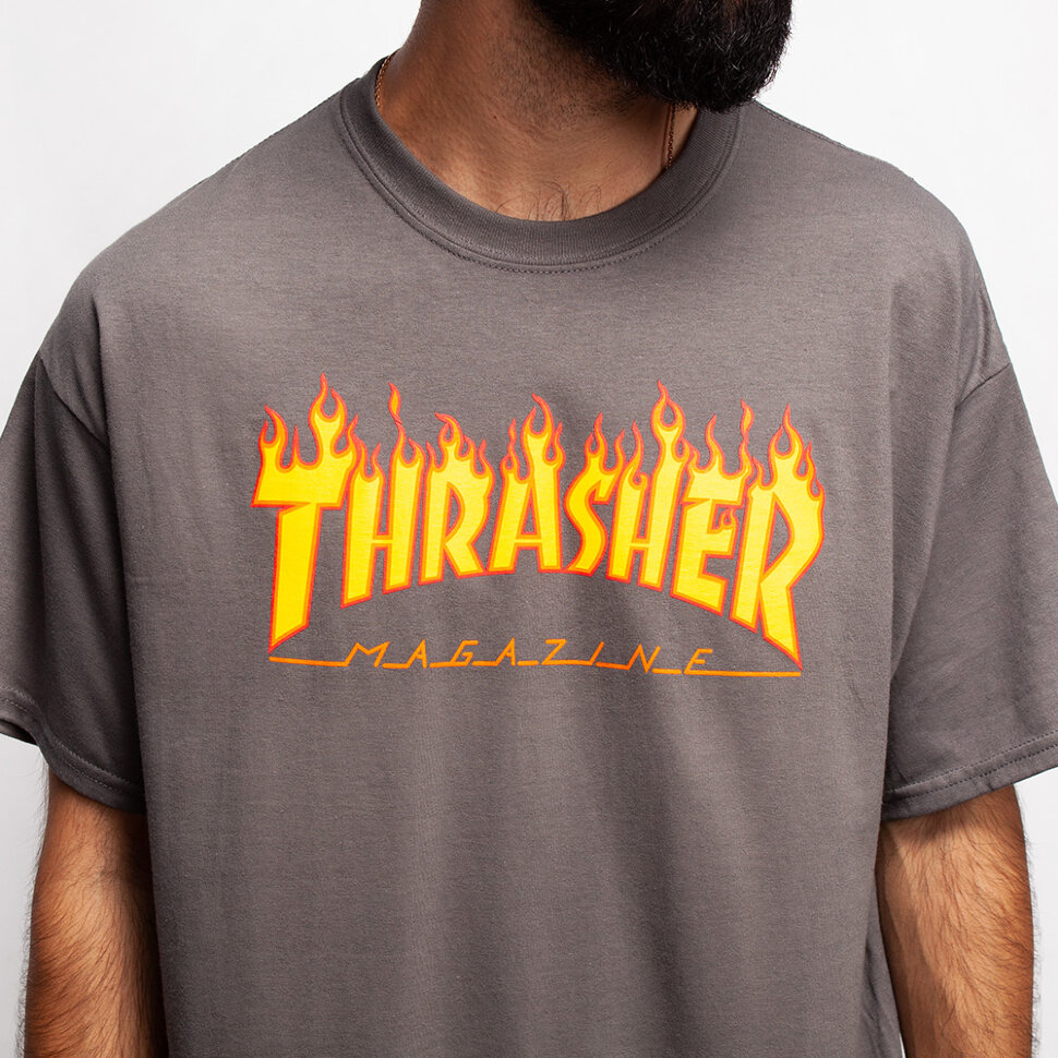 фото Футболка thrasher flame logo charcoal grey 2021