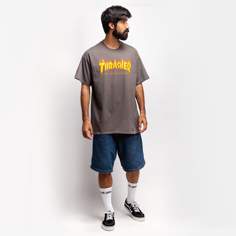 фото Футболка thrasher flame logo charcoal grey 2021