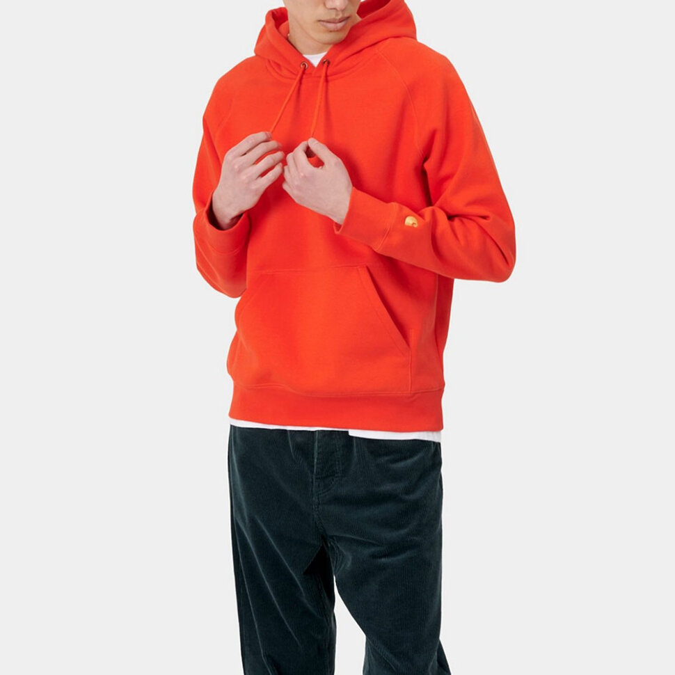 фото Худи carhartt wip hooded chase sweatshirt safety orange/gold 2020