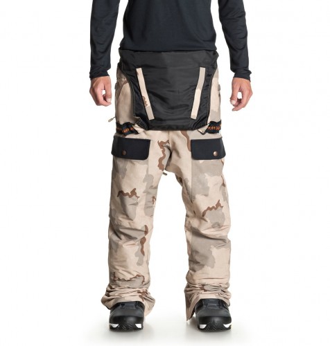 Штаны для сноуборда мужские на лямках DC SHOES Platoon Bib M Incense Dcu Camo Men, фото 4