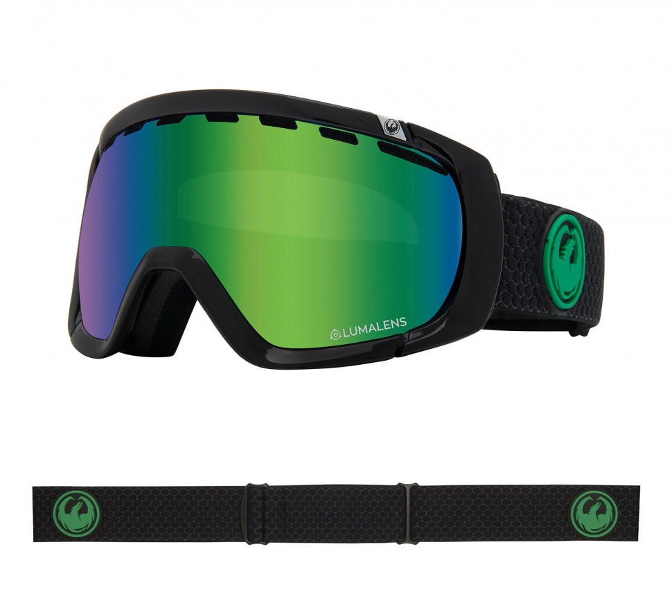 

Маска горнолыжная DRAGON Rogue Split/Ll Green Ion + Ll Amber, Черный