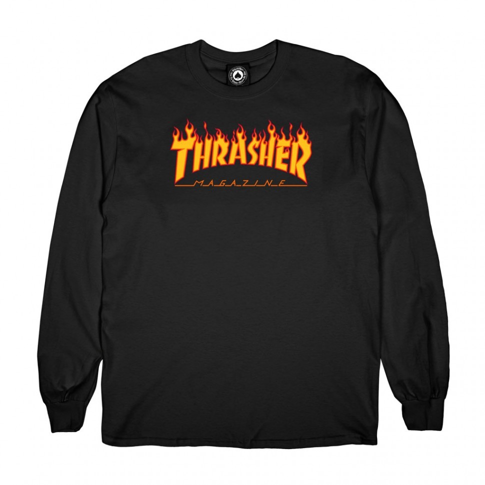 фото Лонгслив thrasher flame l/s black 2023