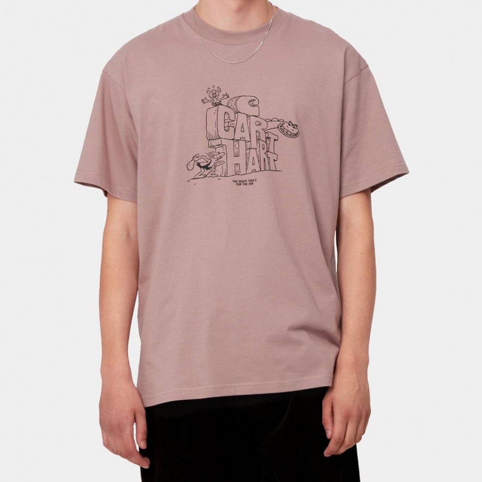 Футболка CARHARTT WIP S/S Stoneage T-Shirt Earthy Pink / Black 2021 4064958152705, размер S - фото 1