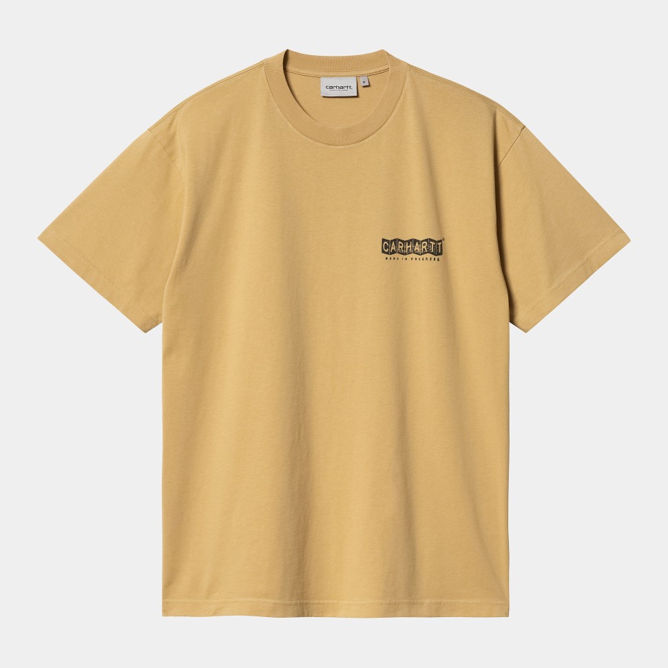 Футболка CARHARTT WIP S/S Stamp T-Shirt SS24 Bourbon / Black (Stone Washed)