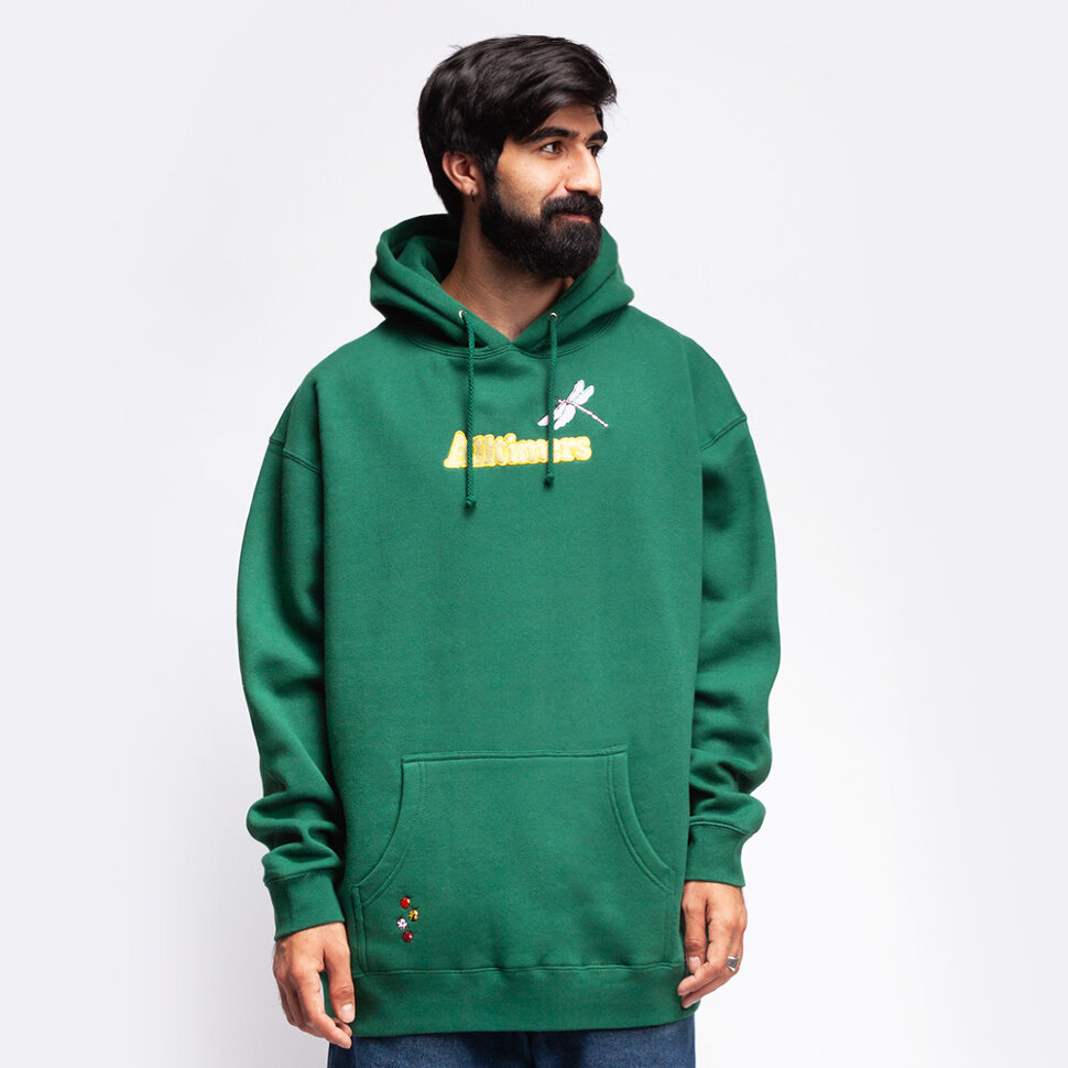 фото Толстовка с капюшоном alltimers embroidered bugged out broadway hoodie dark green 2021