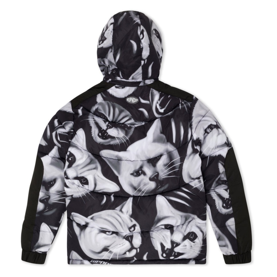 Толстовка с капюшоном RIPNDIP Neon Cat Puffer Jacket Black 2023 2000000712079 - фото 4