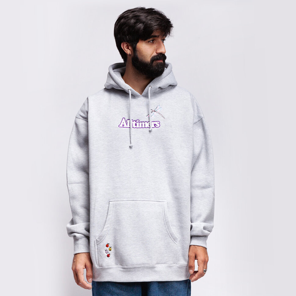 фото Толстовка с капюшоном alltimers embroidered bugged out broadway hoodie heather grey 2021