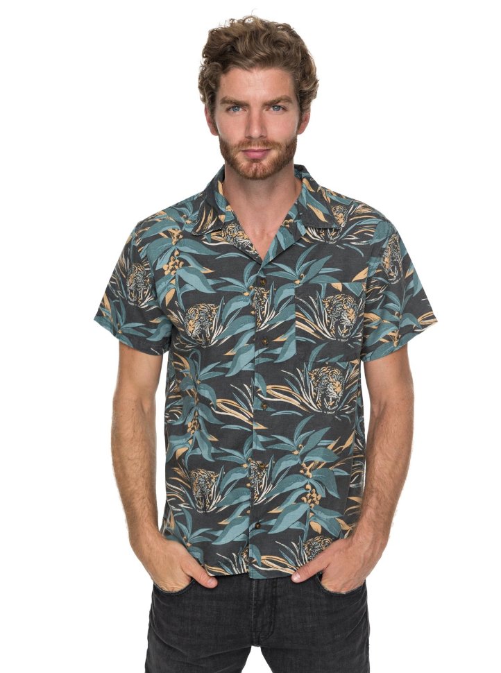 фото Рубашка мужская quiksilver alohatigerss m raven aloha tiger