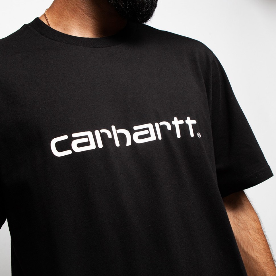 Футболка CARHARTT WIP S/S Script T-Shirt Black / White 2021 4064958084464, размер XS - фото 3
