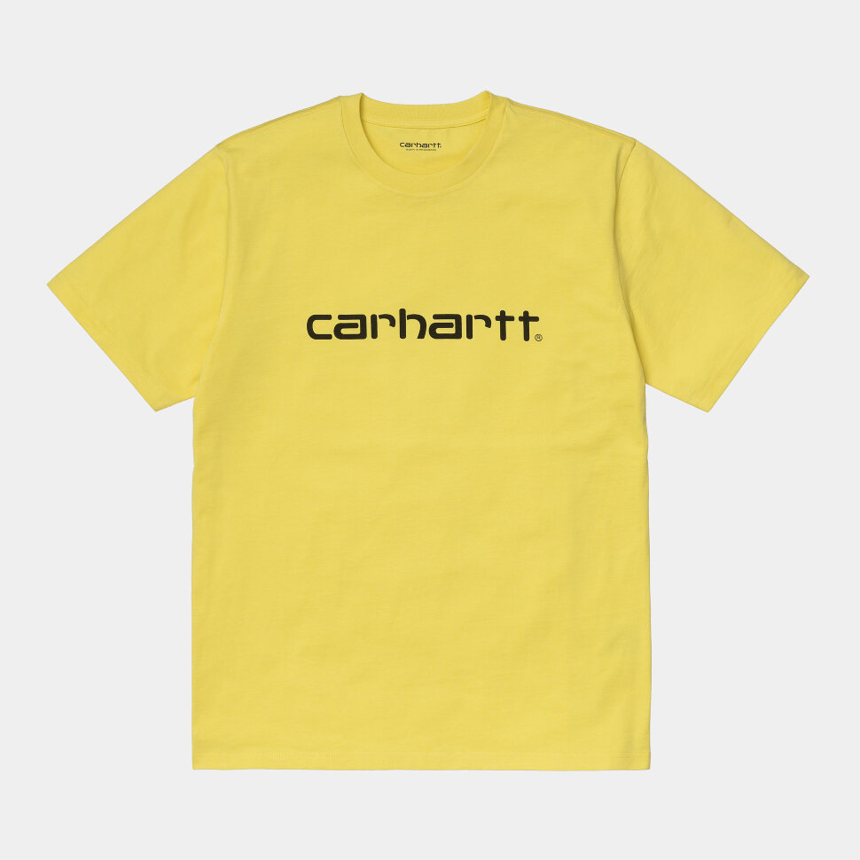 Футболка CARHARTT WIP S/S Script T-Shirt Limoncello / Black 2021 4064958084112, размер S - фото 1