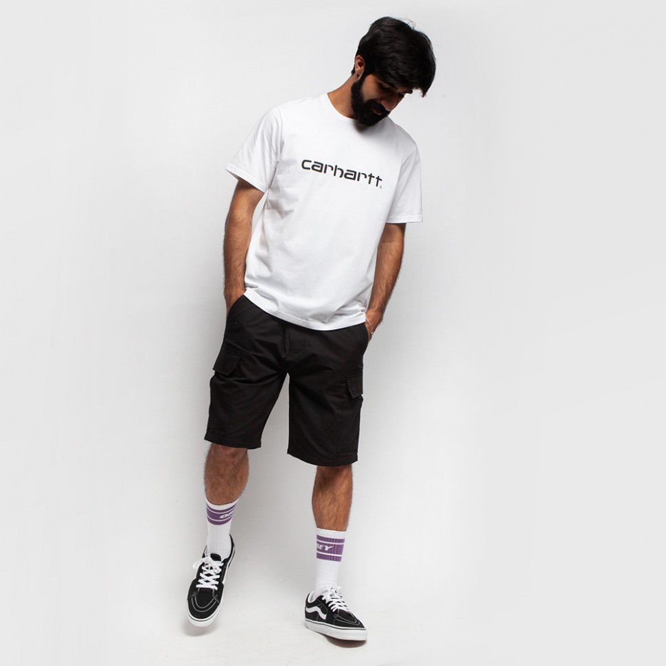 Футболка CARHARTT WIP S/S Script T-Shirt White / Black 2021 4064958083986, размер XS - фото 4