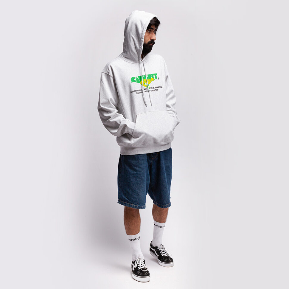 фото Худи carhartt wip hooded runner sweatshirt ash heather 2021