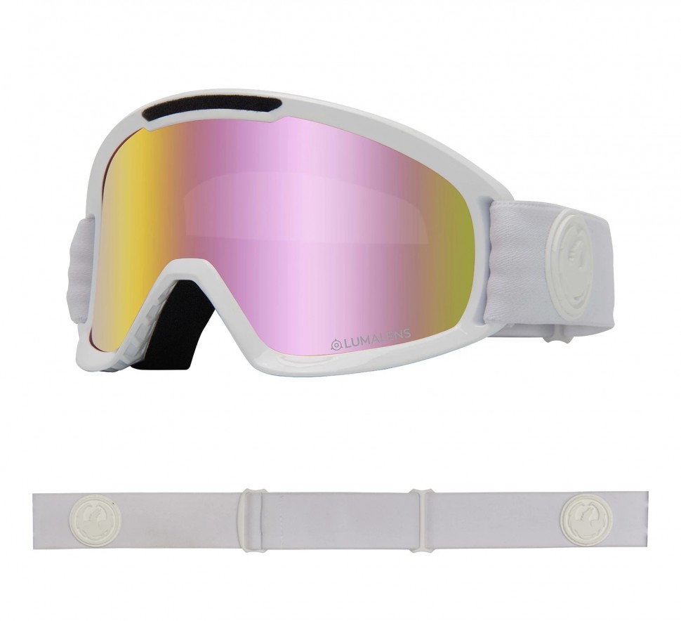 

Маска горнолыжная DRAGON Dx2 Whiteout/Ll Pink Ion + Ll Dark Smoke, Белый