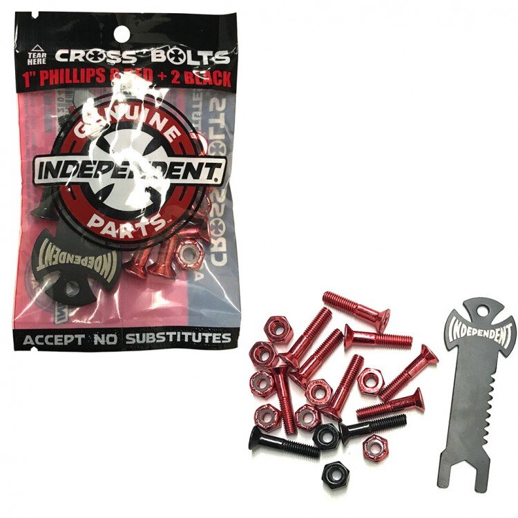 Винты для скейтборда с инструментом INDEPENDENT Genuine Parts Phillips Hardware Red/Black 1