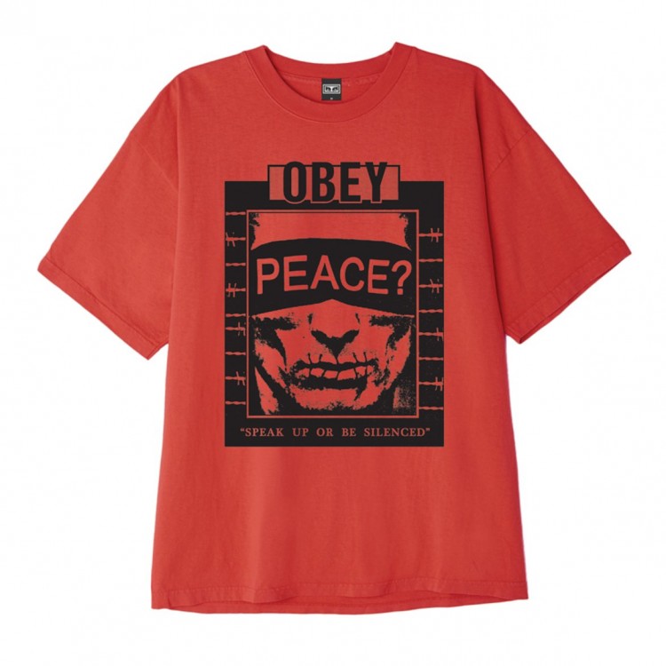 Хлопковая футболка OBEY Speak Up Fire Red 2020, фото 1