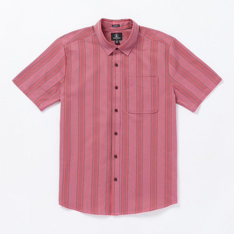 Рубашка VOLCOM Newbar Stripe Ss Washed Ruby 196134637882, размер S - фото 1