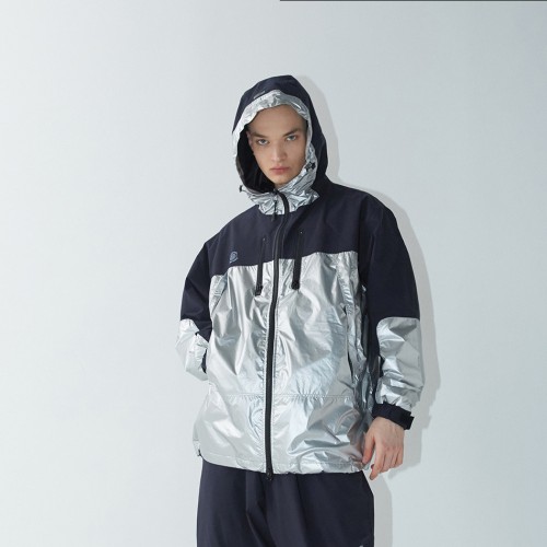 Куртка горнолыжная BSRABBIT Mmm Windbreaker Hooded Stretch Jacket Silver/Navy 2023, фото 2
