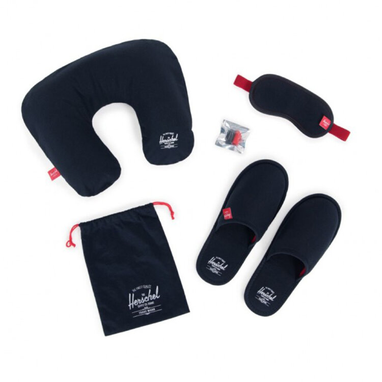 Набор для путешествия (Маска, Подушка, Беруши, Тапки, Чехол) HERSCHEL Amenity Kit S/M Navy/Red, фото 1