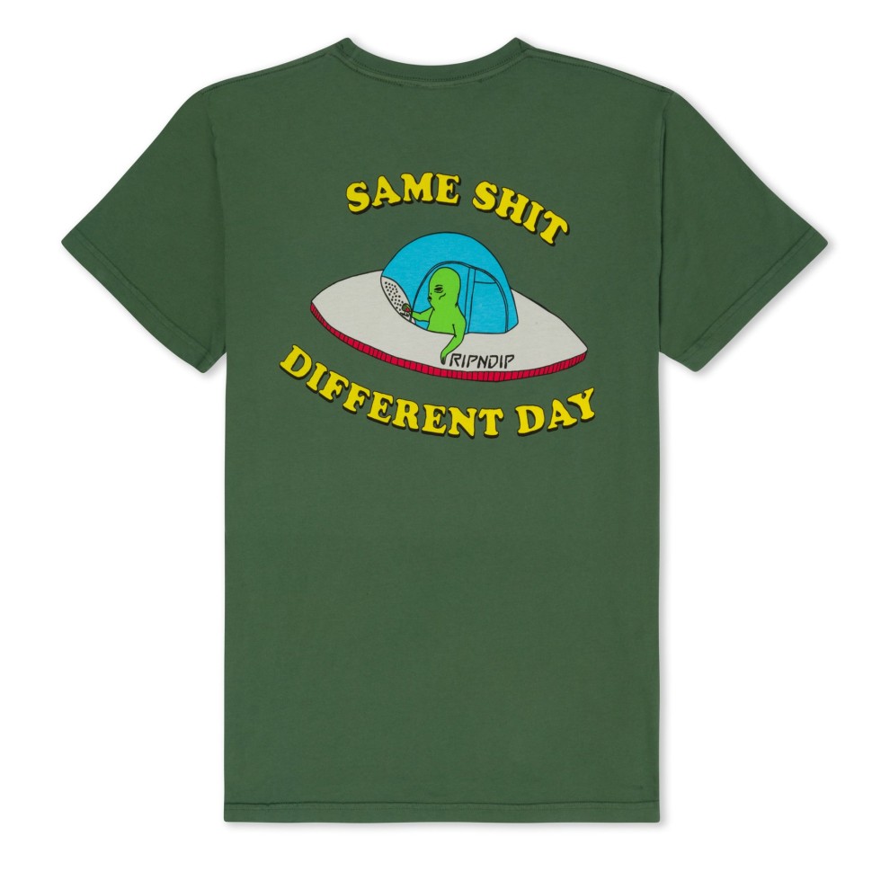 Футболка RIPNDIP Same Shit Different Day Tee Olive фото 2