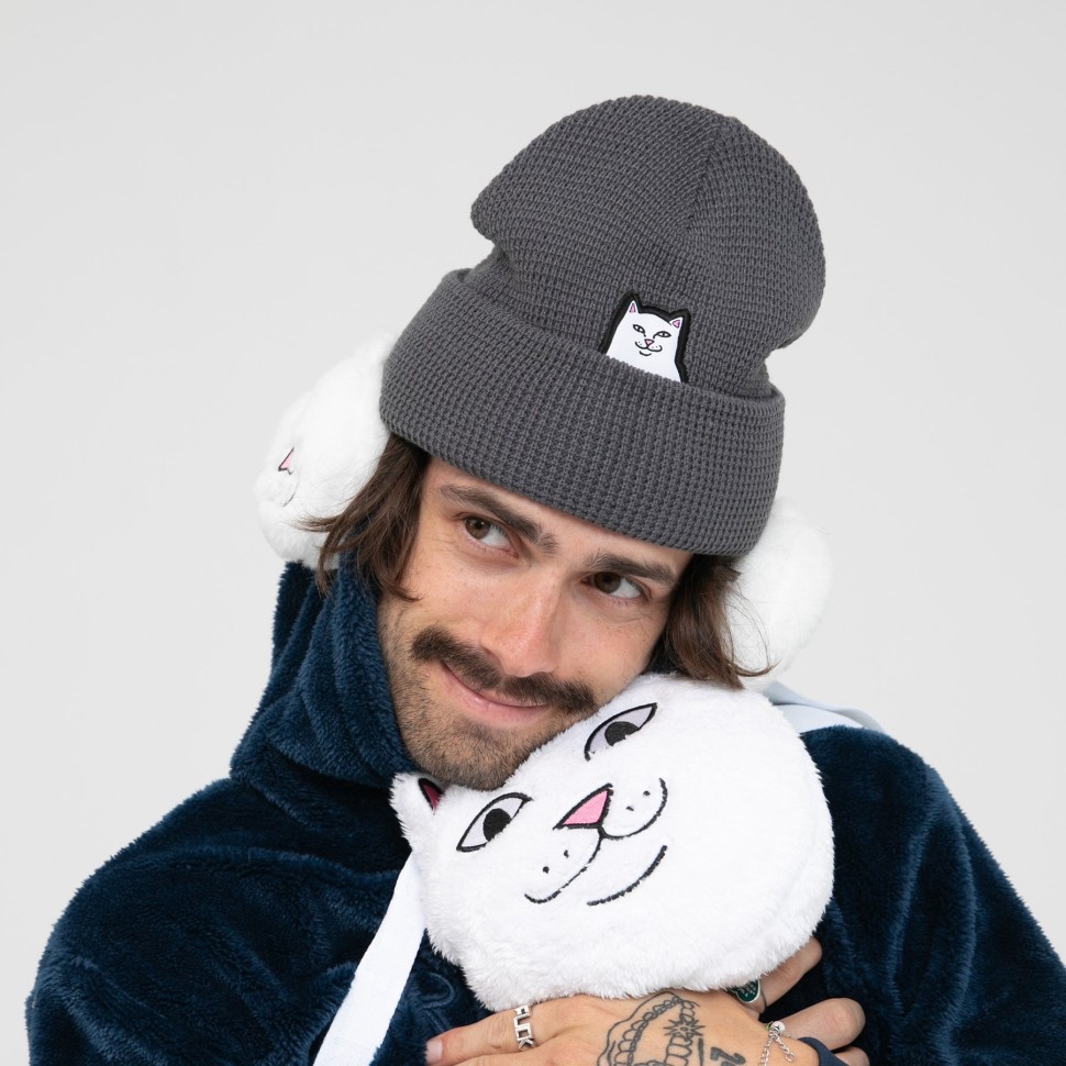 Шапка RIPNDIP Lord Nermal Waffle Knit Beanie Charcoal фото 2