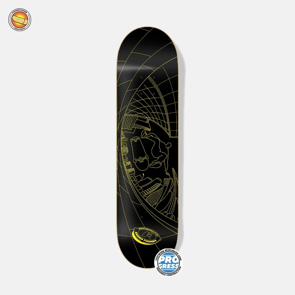 Дека для скейтборда FOOTWORK Progress Tushev Fisheye Yellow/Black  8.125 x 31.625 2021