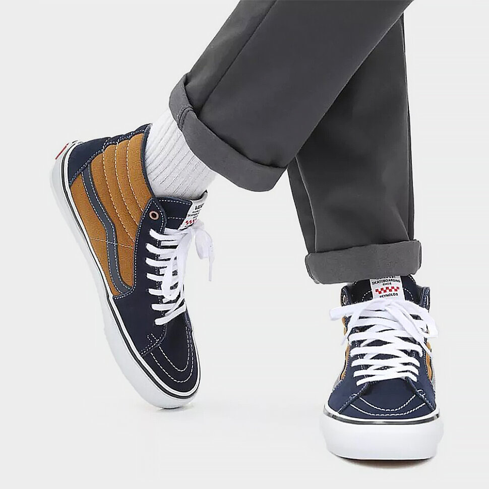фото Кеды vans mn skate sk8-hi (reynolds) navy/golden brown 2022