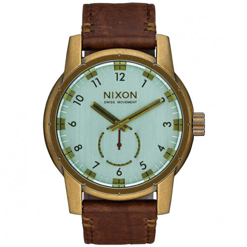 Часы NIXON Patriot Leather A/S Brass/Green Crystal/Brown, фото 1