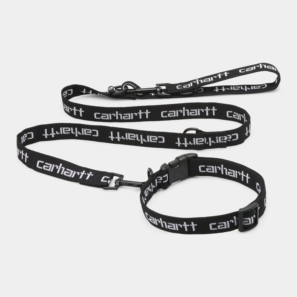 Поводок для собаки CARHARTT WIP Script Dog Leash & Collar Black / White 2022 4064958188353 - фото 1
