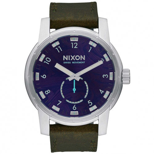Часы NIXON Patriot Leather A/S Purple/Olive, фото 1