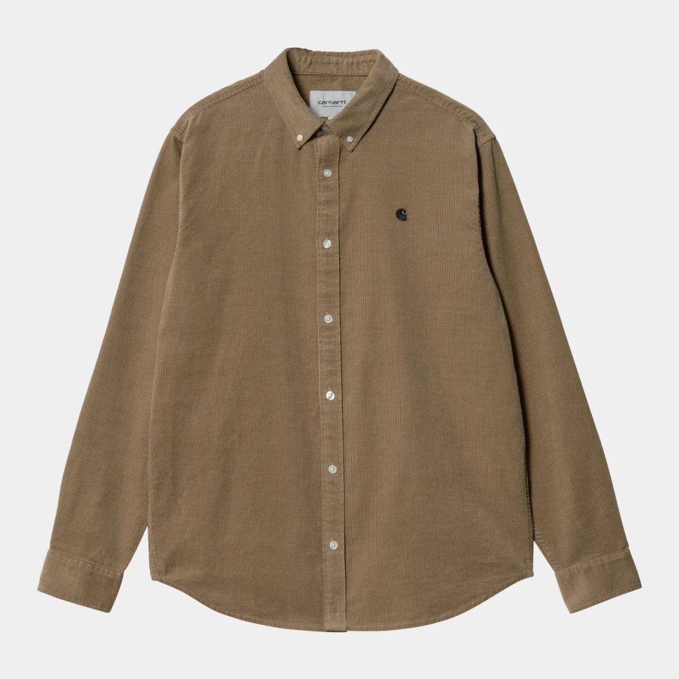 Рубашка CARHARTT WIP L/S Madison Fine Cord Shirt Buffalo / Black 2023 фото 3