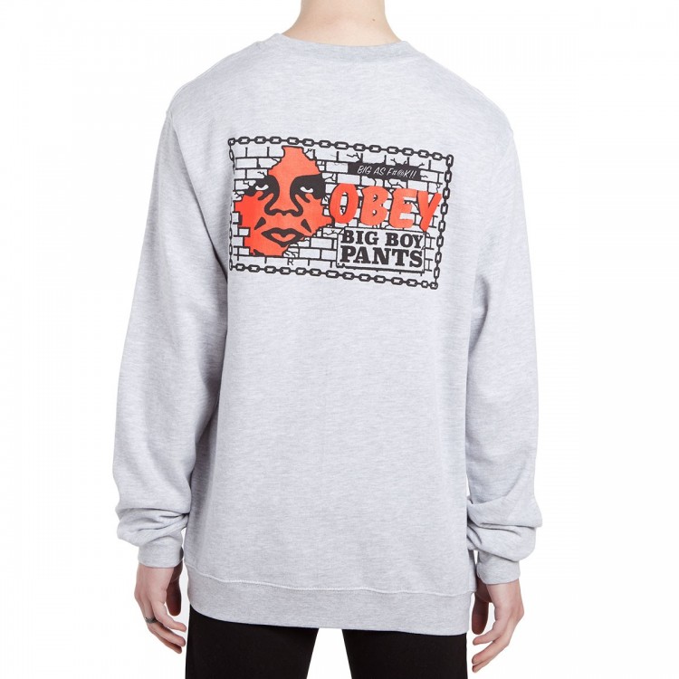Свитшот OBEY Big Boy Pants Basic Crew Neck Ash, фото 2