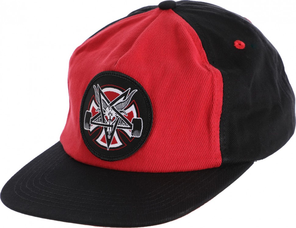Кепка Independent x Thrasher Pentagram Cross Adjustable Snapback Hat Cardinal/Black 0659641981713, цвет черный - фото 1