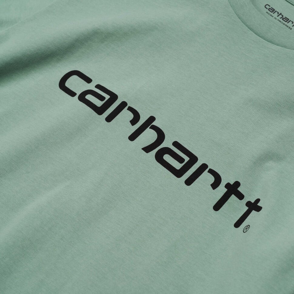 Футболка CARHARTT WIP S/S Script T-Shirt FROSTED GREEN / BLACK 2021 фото 2
