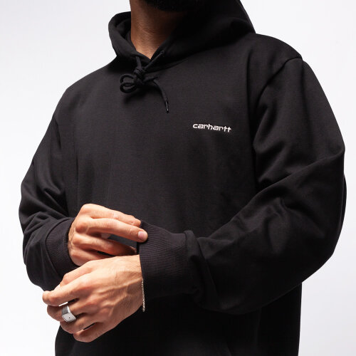 Толстовка с капюшоном CARHARTT WIP Hooded Script Embroidery Sweatshirt Black / White 2021, фото 3