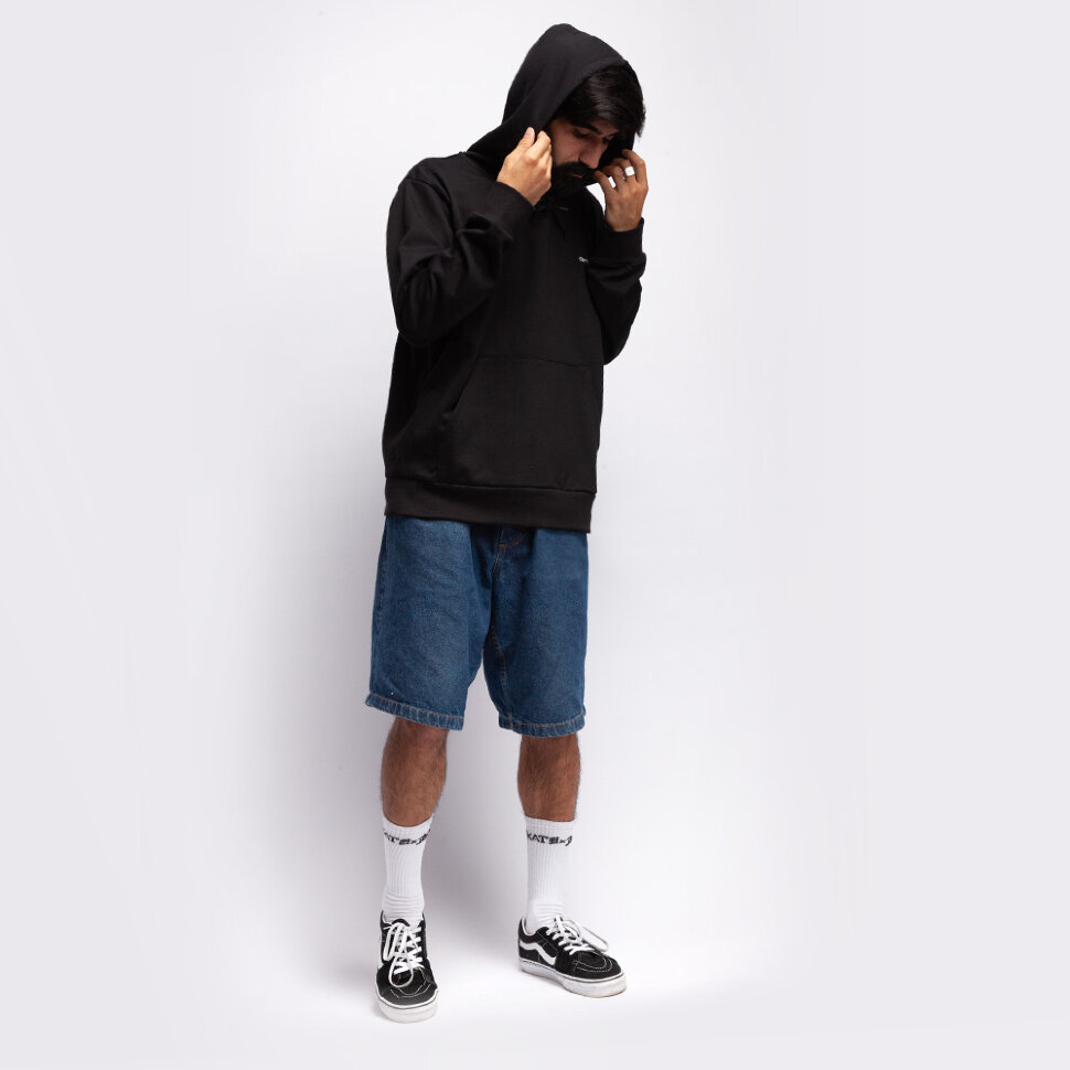 фото Толстовка с капюшоном carhartt wip hooded script embroidery sweatshirt black / white 2021