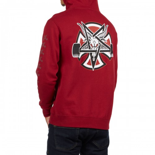 Худи мужское  Independent x Thrasher Pentagram Cross Pullover Hooded Garnet, фото 1