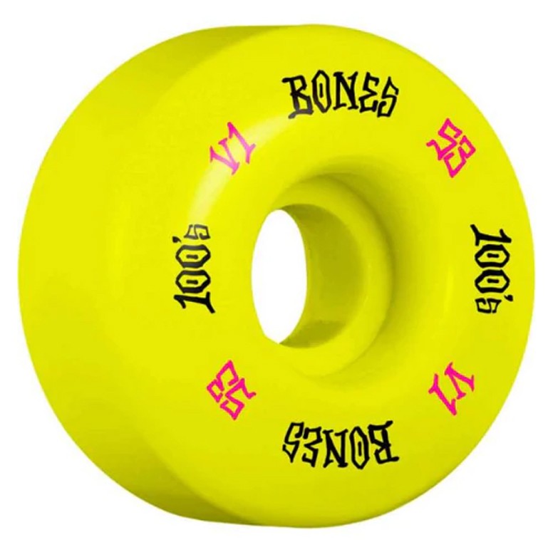 Колеса для скейтборда BONES 100'S Og Formula Standard Yellow 53mm 100A 2022 842357158566 - фото 1