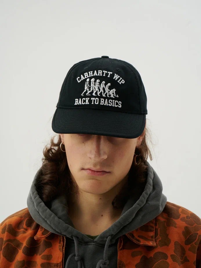 Кепка CARHARTT WIP Basics Cap FW25 Black / White фото 3